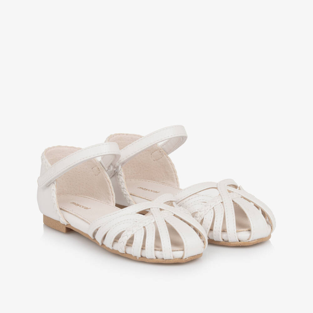 Mayoral-Girls Ivory Plait Strap Sandals | Childrensalon Outlet