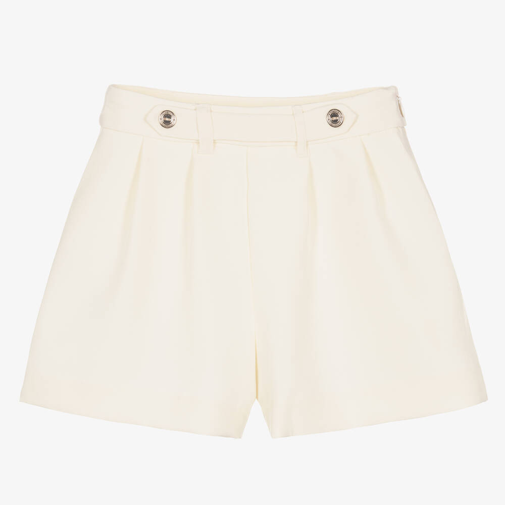 Mayoral - Girls Ivory Pleated Shorts | Childrensalon