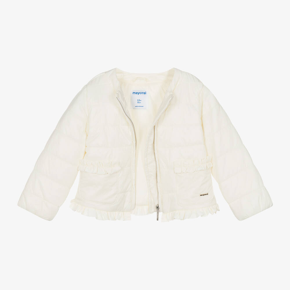 Mayoral Girls Ivory Pocket Puffer Jacket
