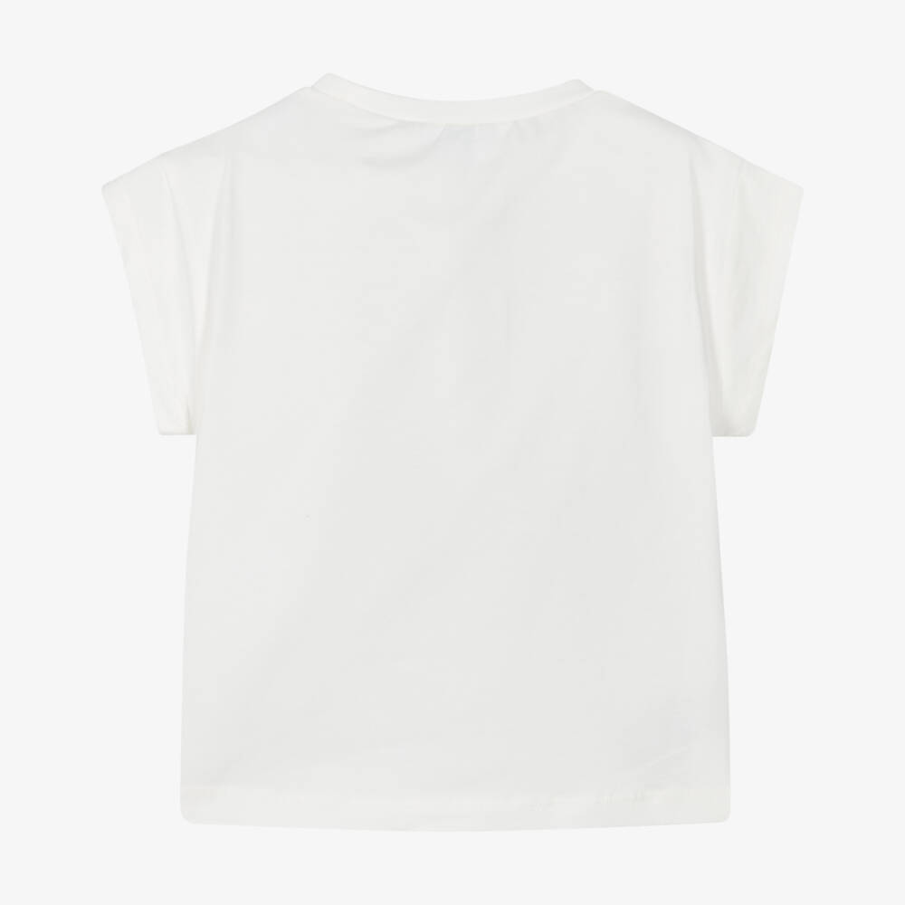 Mayoral-Girls Ivory Printed T-shirt | Childrensalon Outlet