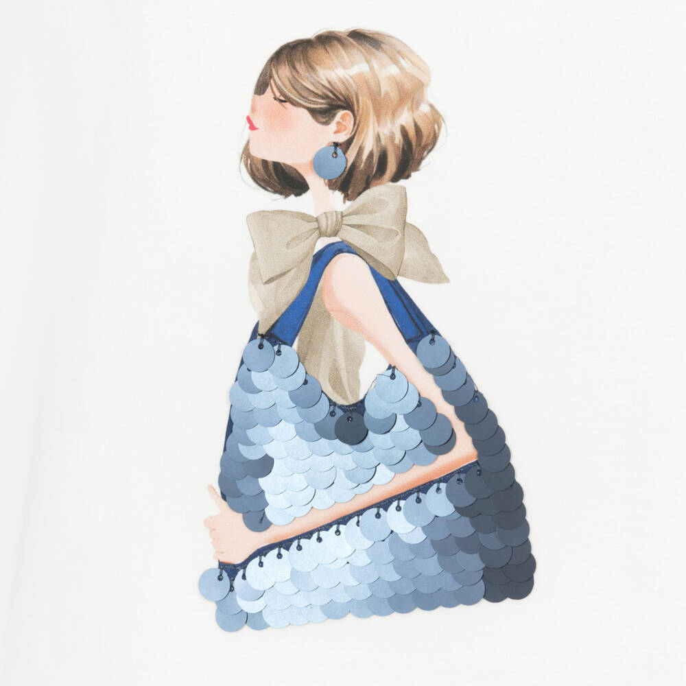 Mayoral-Girls Ivory Printed T-shirt | Childrensalon Outlet