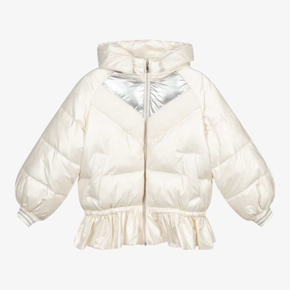 Mayoral-Girls Ivory Puffer Jacket | Childrensalon Outlet