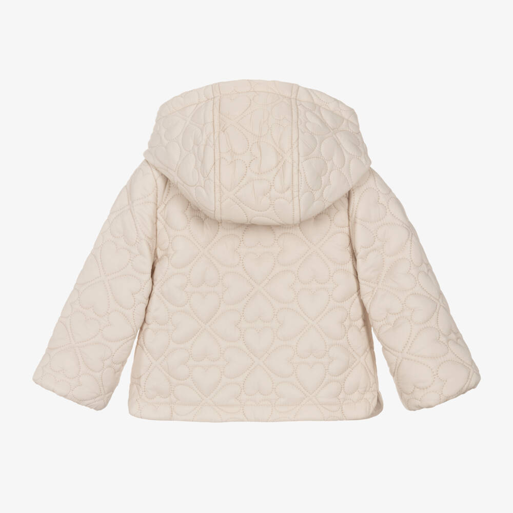 Mayoral-Girls Ivory Quilted Heart Jacket | Childrensalon Outlet