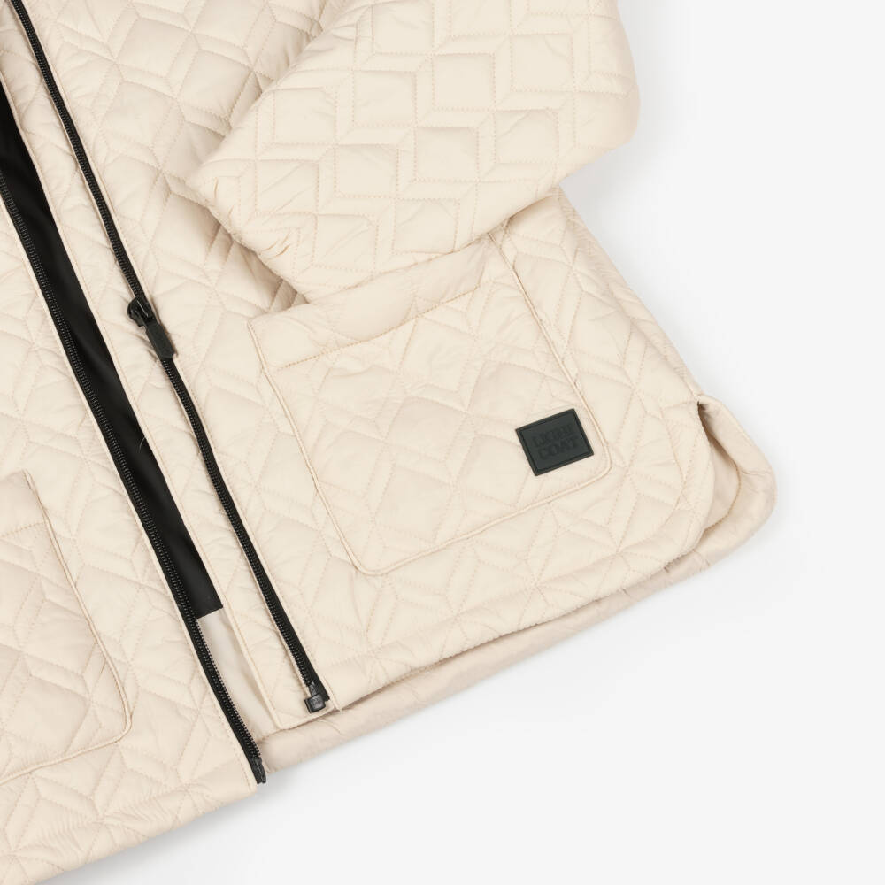 Mayoral-Girls Ivory Quilted Hooded Coat | Childrensalon Outlet