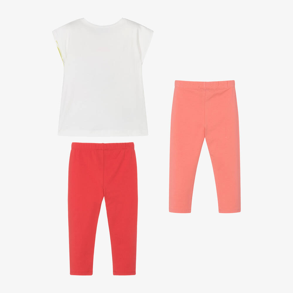 Mayoral-Girls Ivory & Red Cotton Leggings Set | Childrensalon Outlet