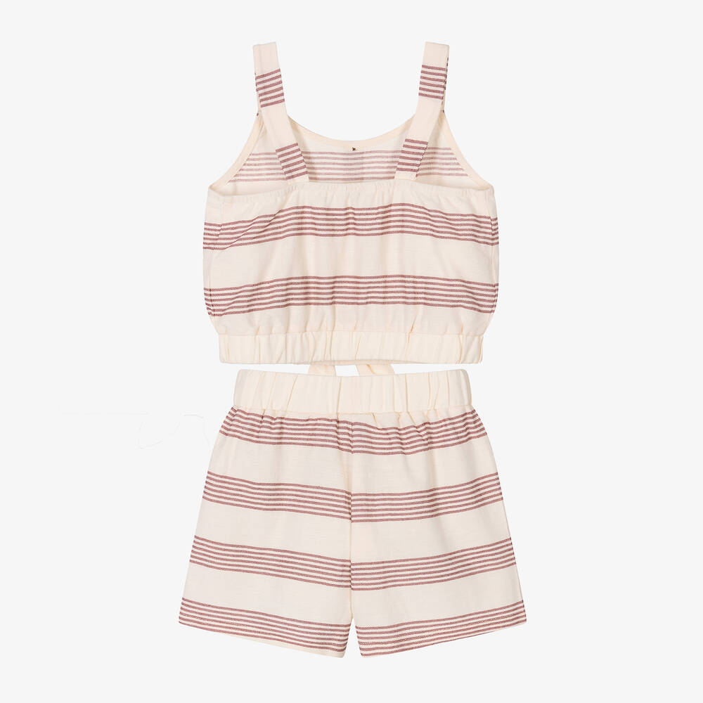 Mayoral-Girls Ivory & Red Cotton Shorts Set | Childrensalon Outlet