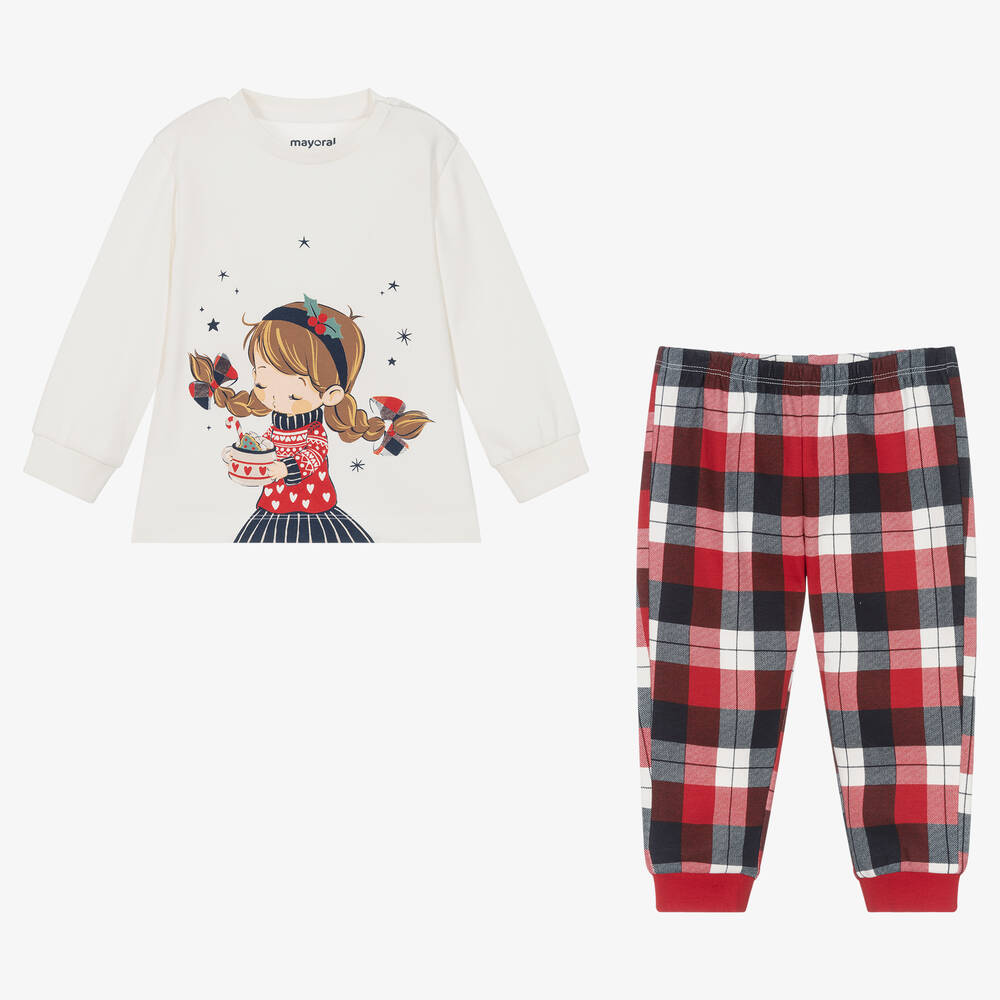 Mayoral-Кремово-красная новогодняя пижама | Childrensalon Outlet