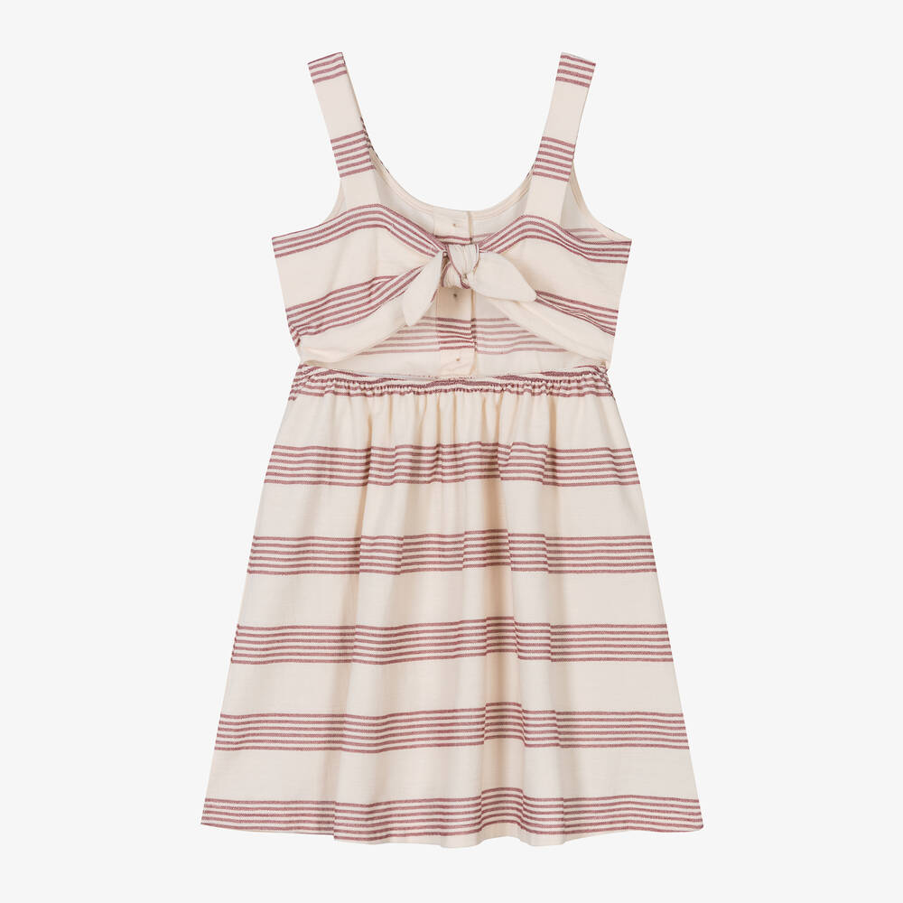 Mayoral-Girls Ivory & Red Stripe Cotton Dress | Childrensalon Outlet