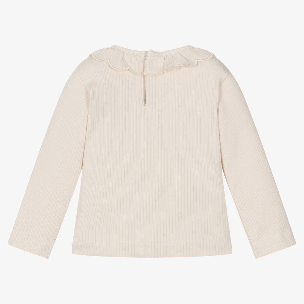 Mayoral-توب قطن جيرسي مضلّع لون عاجي أطفال بناتي | Childrensalon Outlet
