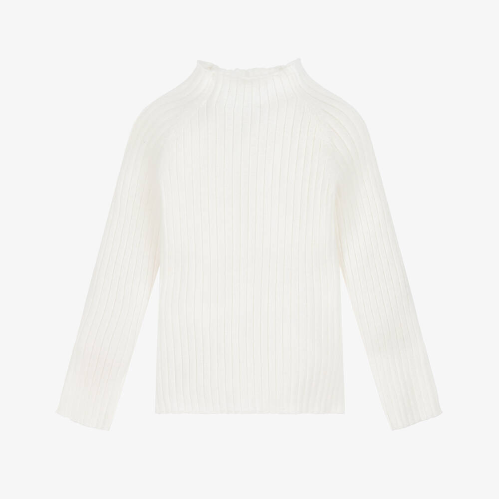 Mayoral-Girls Ivory Ribbed Rollneck | Childrensalon Outlet