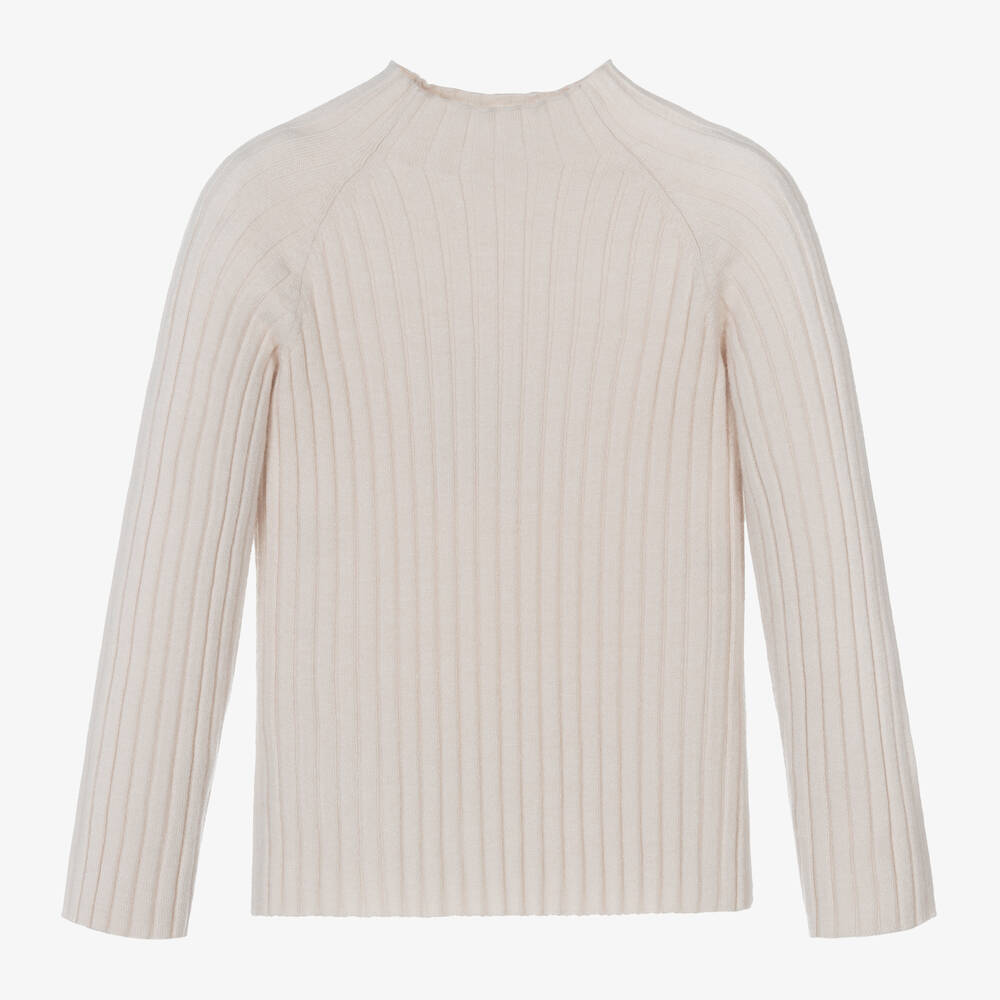 Mayoral - Girls Ivory Ribbed Turtleneck Top | Childrensalon