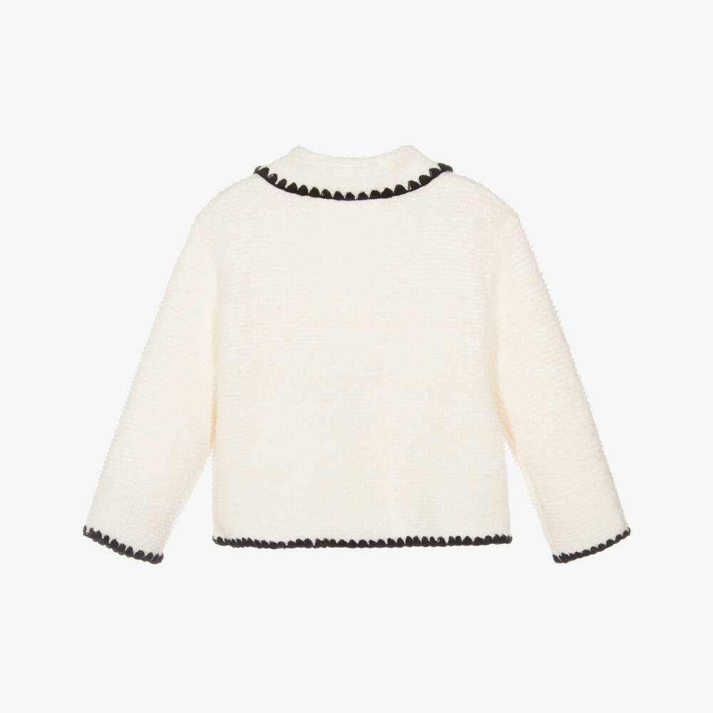 Mayoral-Кремовый вязаный кардиган с отделкой для девочек | Childrensalon Outlet