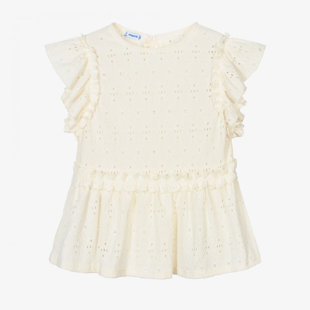 Mayoral - Girls Ivory Ruffle Blouse | Childrensalon