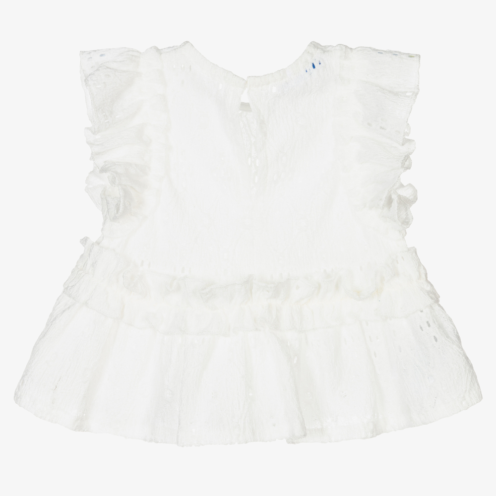 Mayoral-Кремовая блузка с рюшами для девочек | Childrensalon Outlet