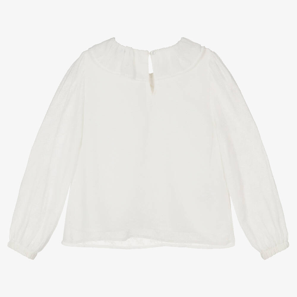 Mayoral-Girls Ivory Ruffle Crêpe Blouse | Childrensalon Outlet