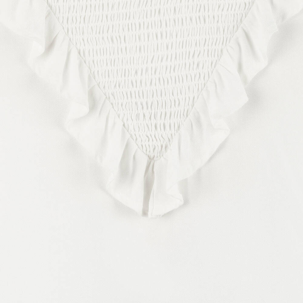 Mayoral-Girls Ivory Ruffle Viscose Top | Childrensalon Outlet