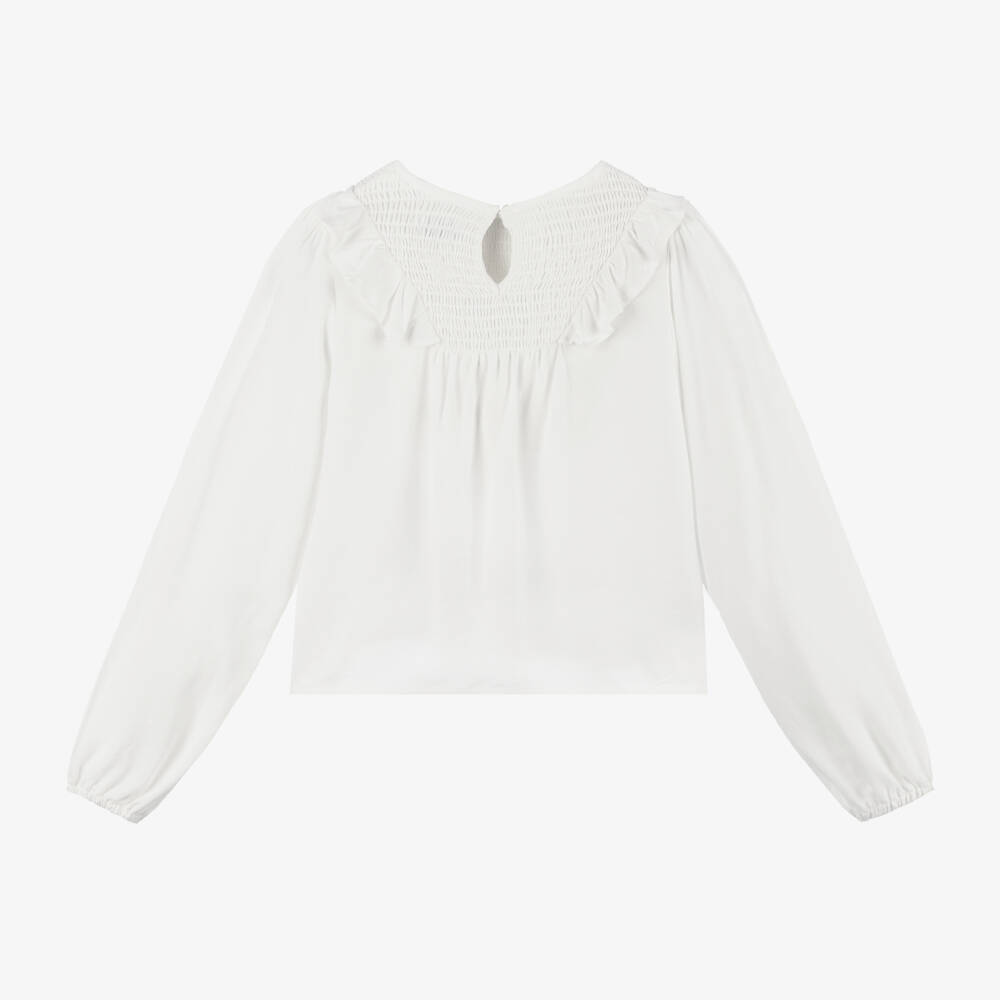 Mayoral-Girls Ivory Ruffle Viscose Top | Childrensalon Outlet