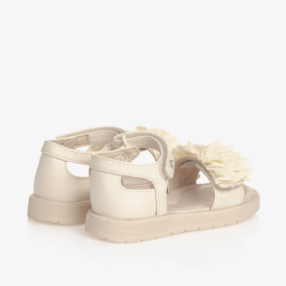 Mayoral-Girls Ivory Ruffled Faux Leather Sandals | Childrensalon Outlet