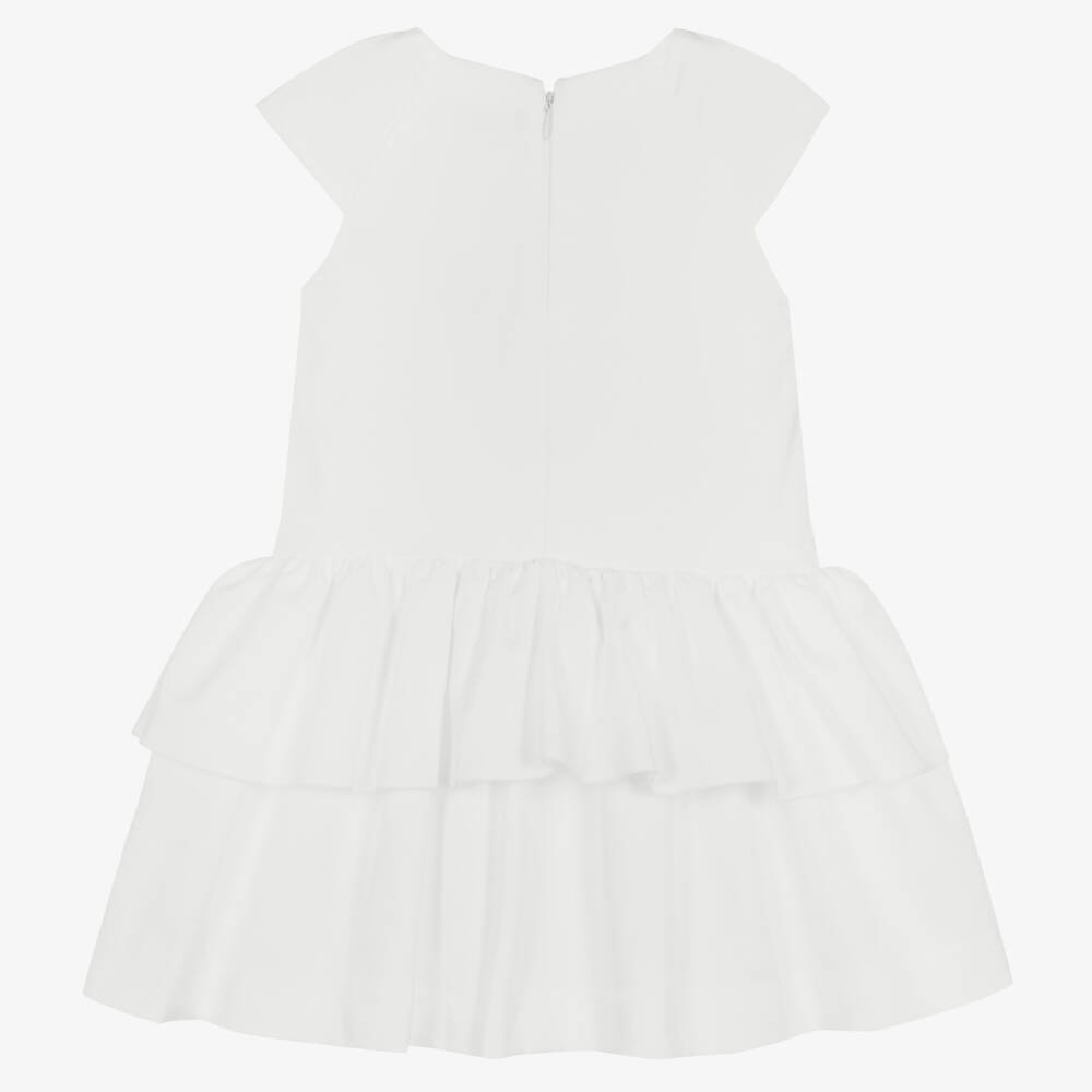 Mayoral-فستان ساتان عاجي مزين بالكشكش للبنات | Childrensalon Outlet