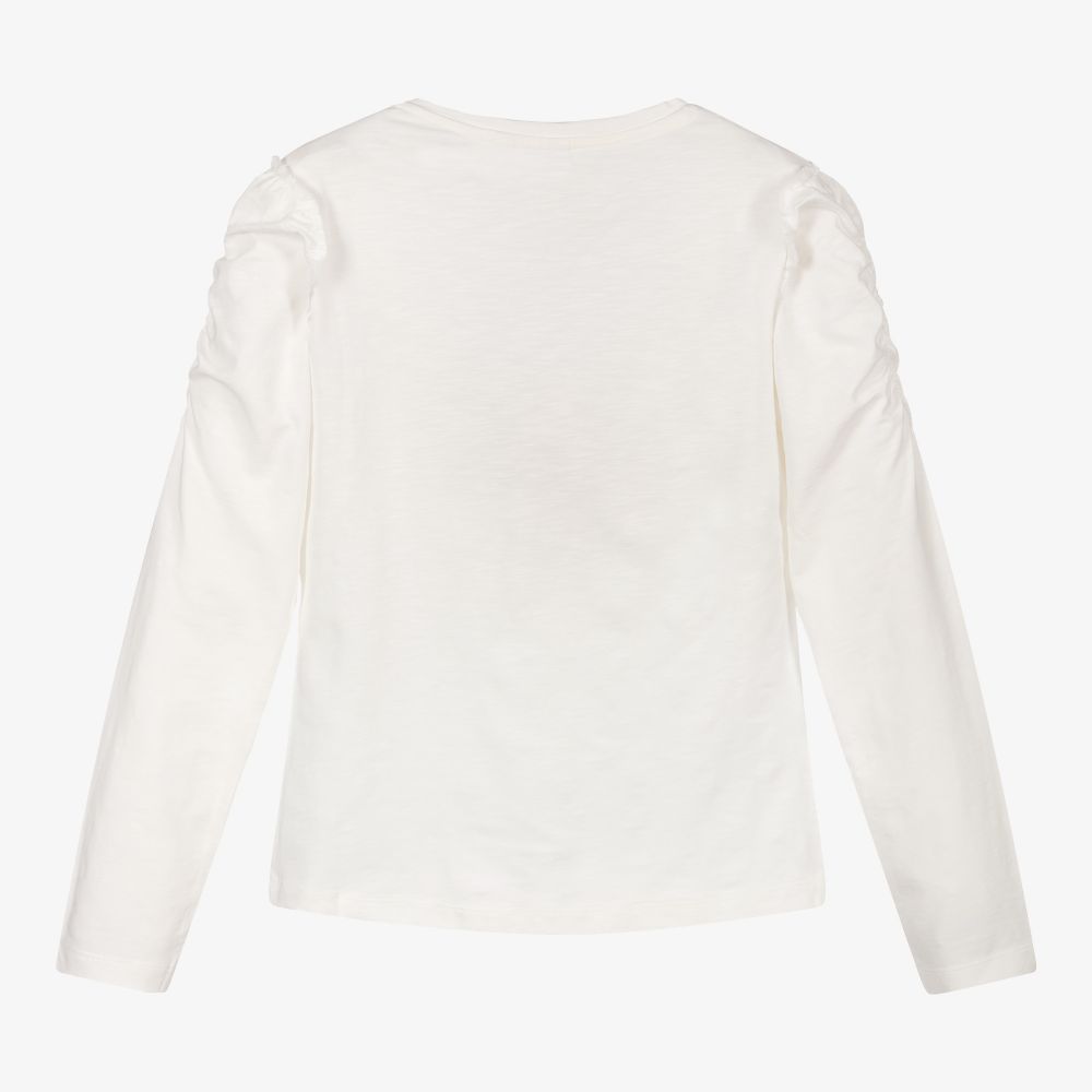 Mayoral-Girls Ivory Sequin Cat Top | Childrensalon Outlet