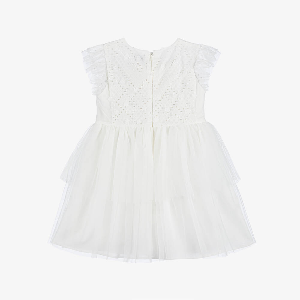 Mayoral-Girls Ivory Sequined Tulle Gown | Childrensalon Outlet