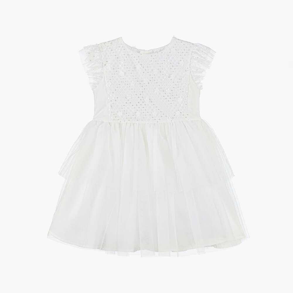 Mayoral-Girls Ivory Sequined Tulle Gown | Childrensalon Outlet