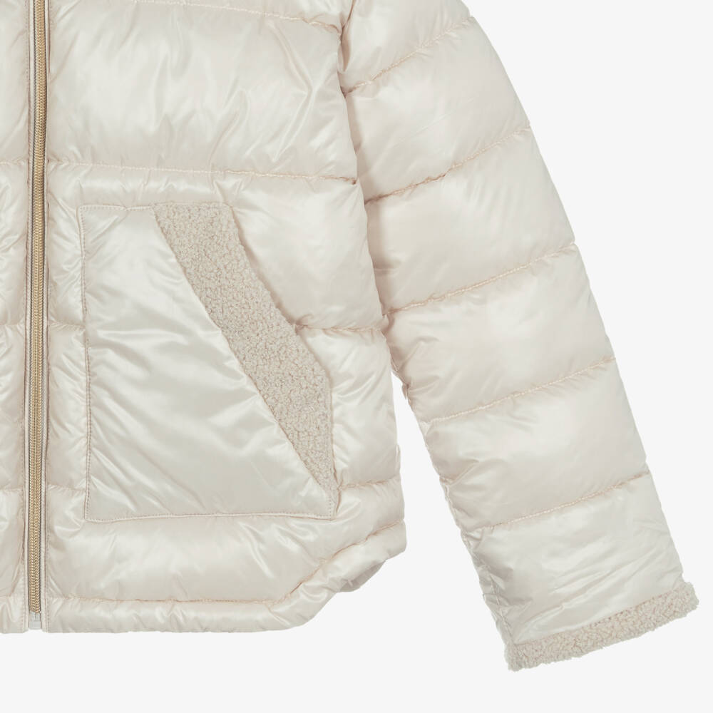 Mayoral-Girls Ivory Sherpa Jacket | Childrensalon Outlet
