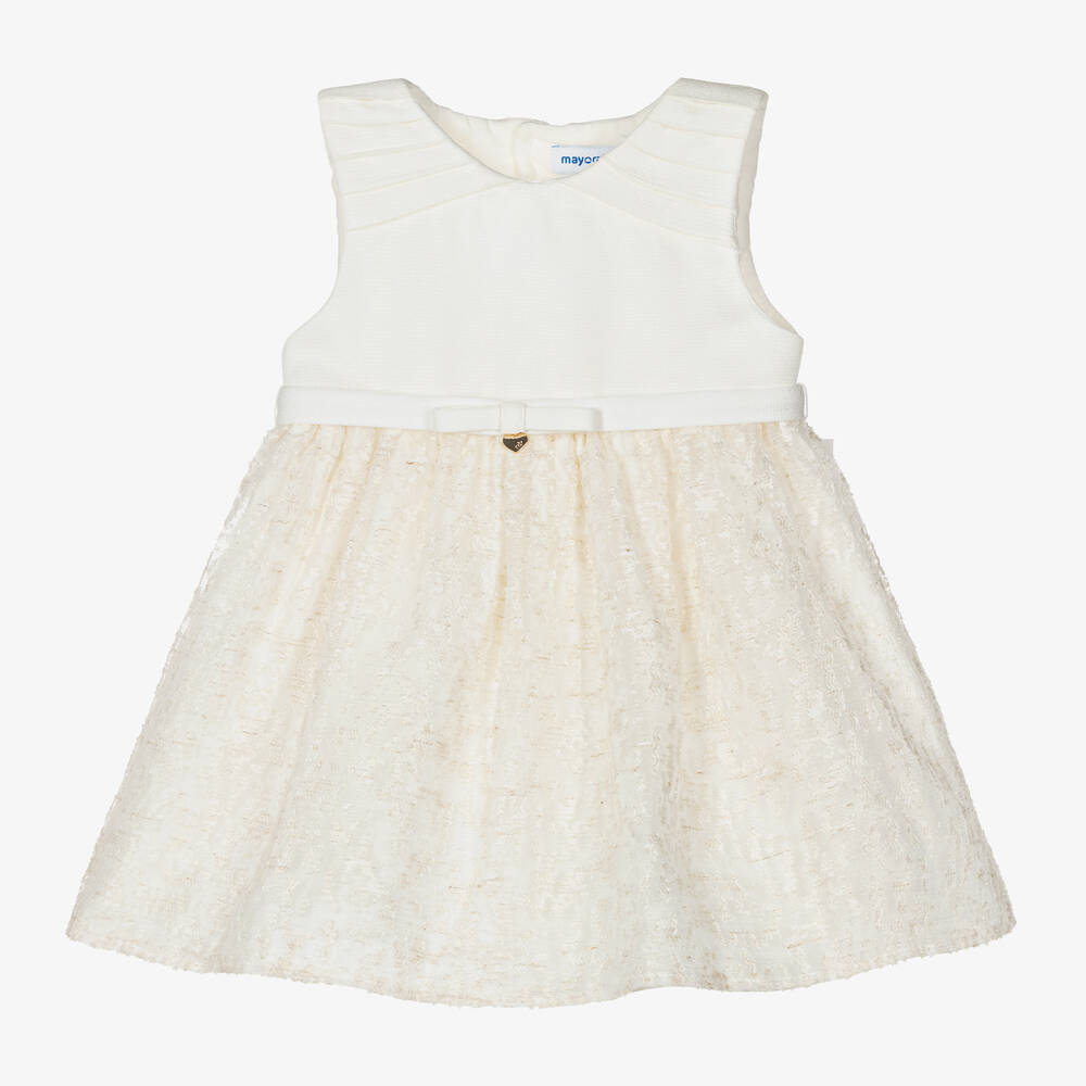 Mayoral - Robe ivoire sans manches en organza | Childrensalon