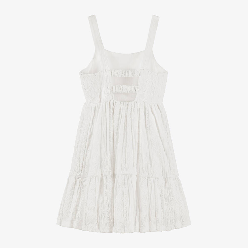 Mayoral-Girls Ivory Sleeveless Patterned Dress | Childrensalon Outlet