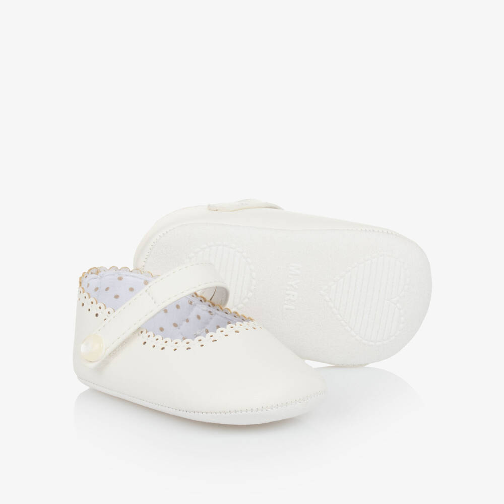 Mayoral Newborn-Girls Ivory Soft Leatherette Shoeties | Childrensalon Outlet