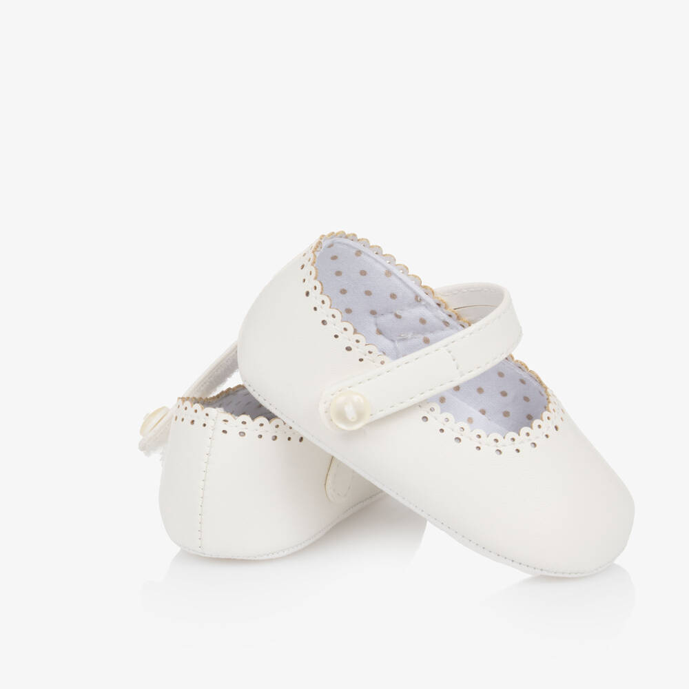 Mayoral Newborn-Girls Ivory Soft Leatherette Shoeties | Childrensalon Outlet