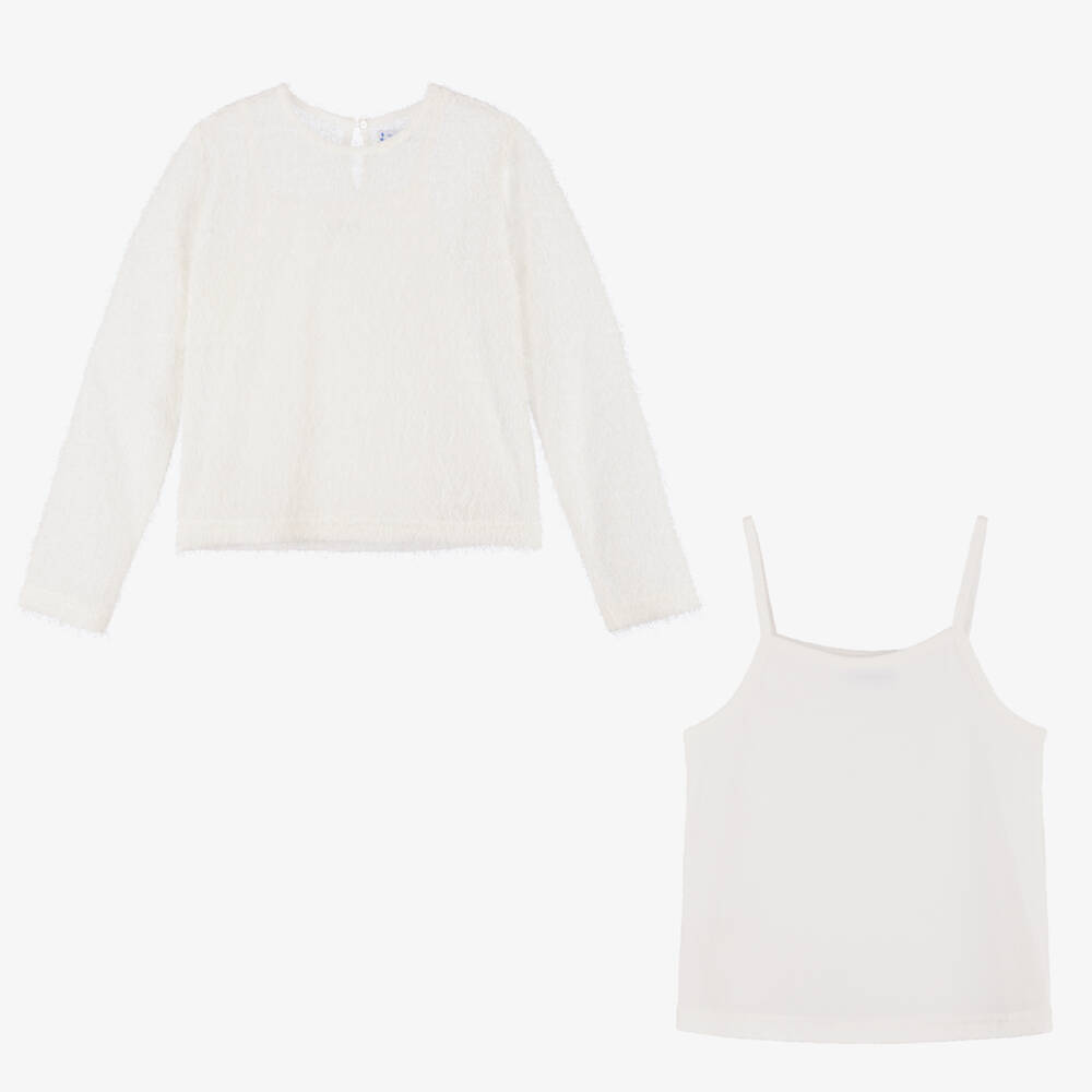 Mayoral-توب لون عاجي براق للبنات | Childrensalon Outlet