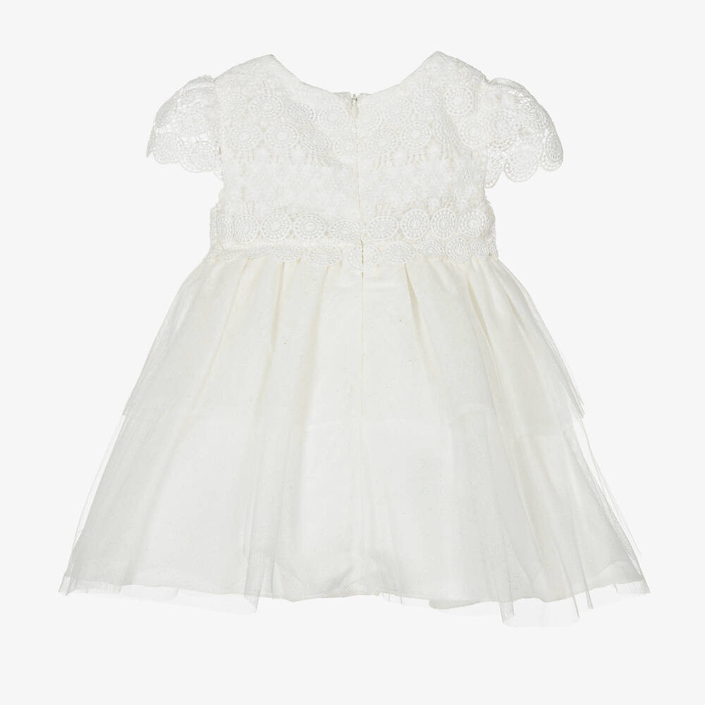 Mayoral-Girls Ivory Sparkly Lace & Tulle Dress | Childrensalon Outlet