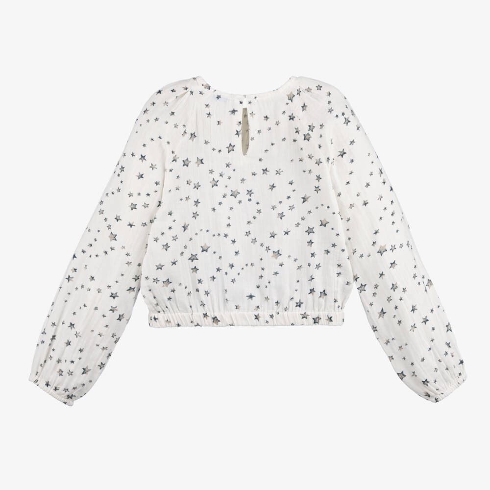 Mayoral-Girls Ivory Star Pattern Blouse | Childrensalon Outlet