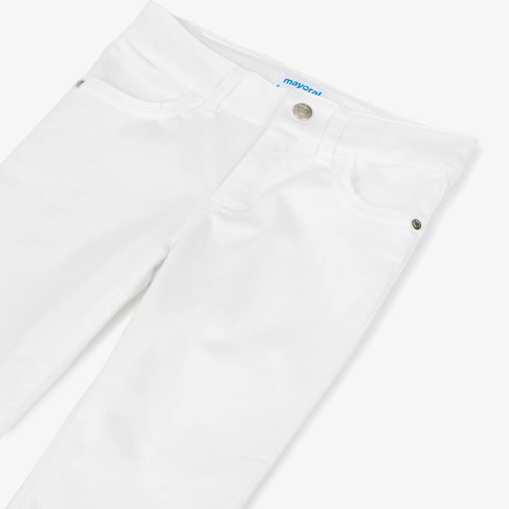 Mayoral-Girls Ivory Stretch Cotton Pants | Childrensalon Outlet