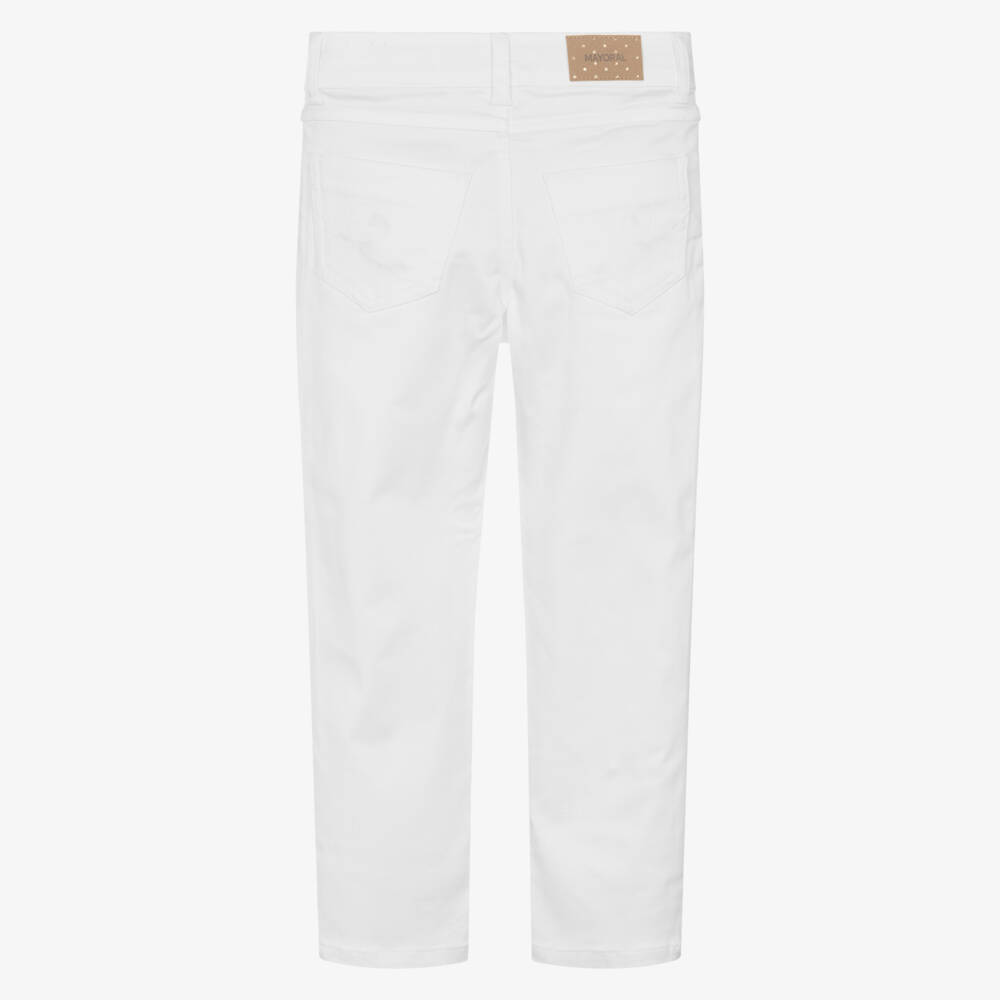 Mayoral-Girls Ivory Stretch Cotton Pants | Childrensalon Outlet