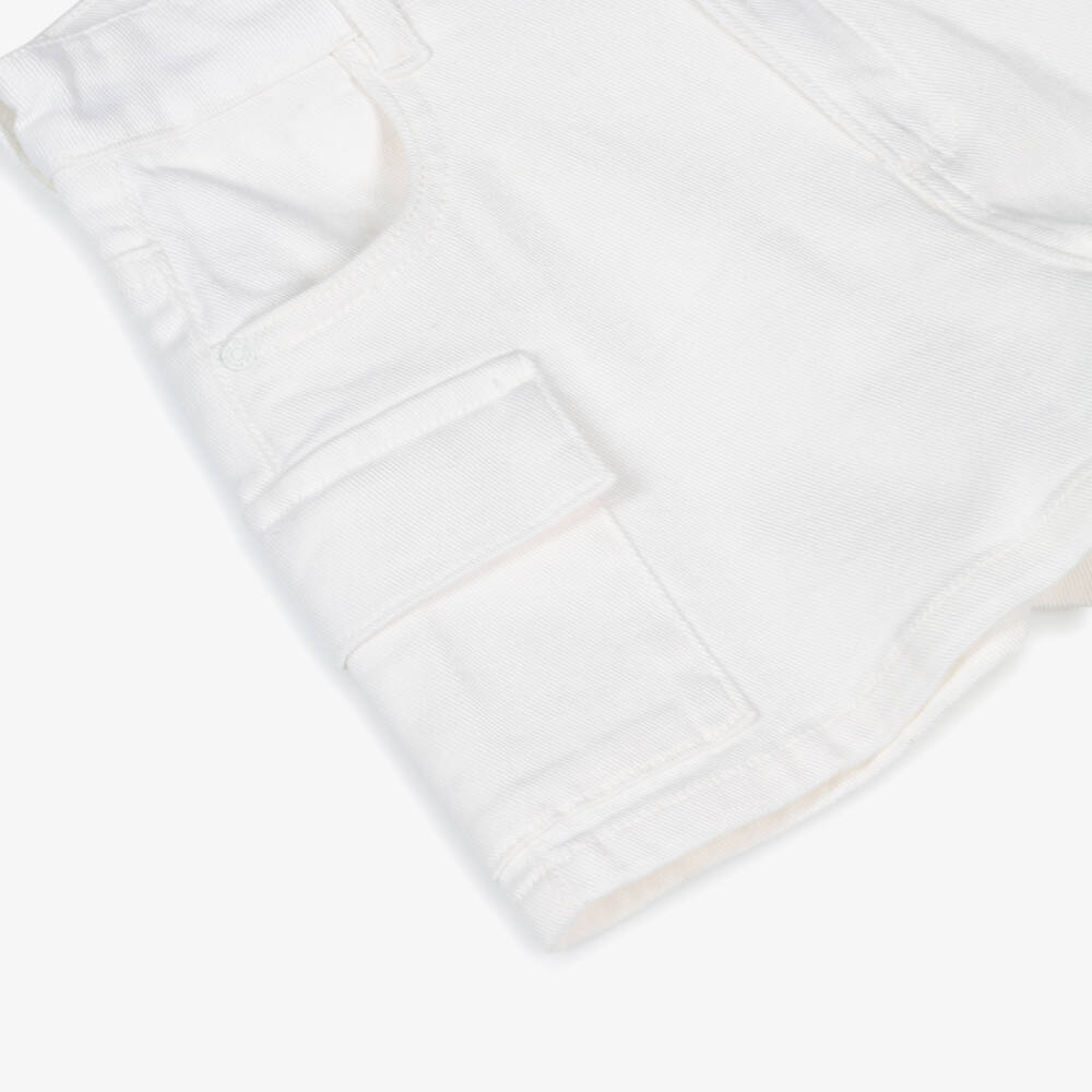 Mayoral-Girls Ivory Stretchy Denim Shorts | Childrensalon Outlet
