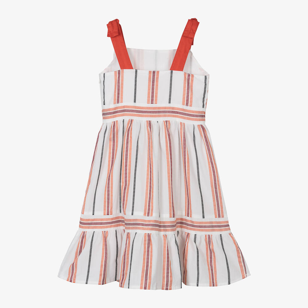 Mayoral-فستان قطن وفيسكوز مقلم لون عاجي | Childrensalon Outlet