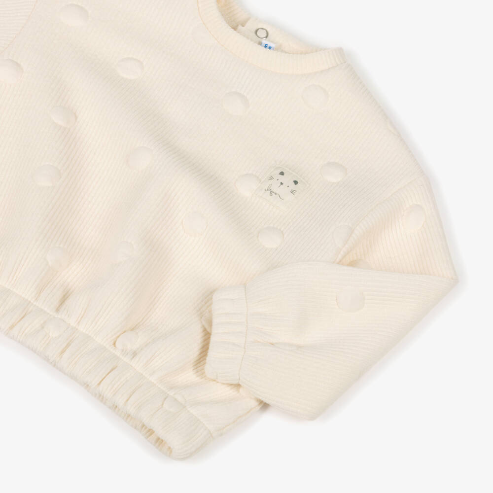 Mayoral-Кремовый комплект с текстурными горошками для девочек | Childrensalon Outlet