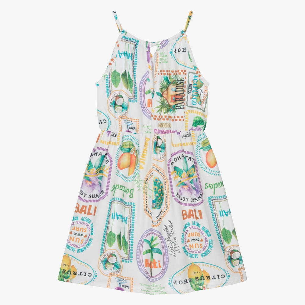 Mayoral-Girls Ivory Tropical Design Sundress | Childrensalon Outlet