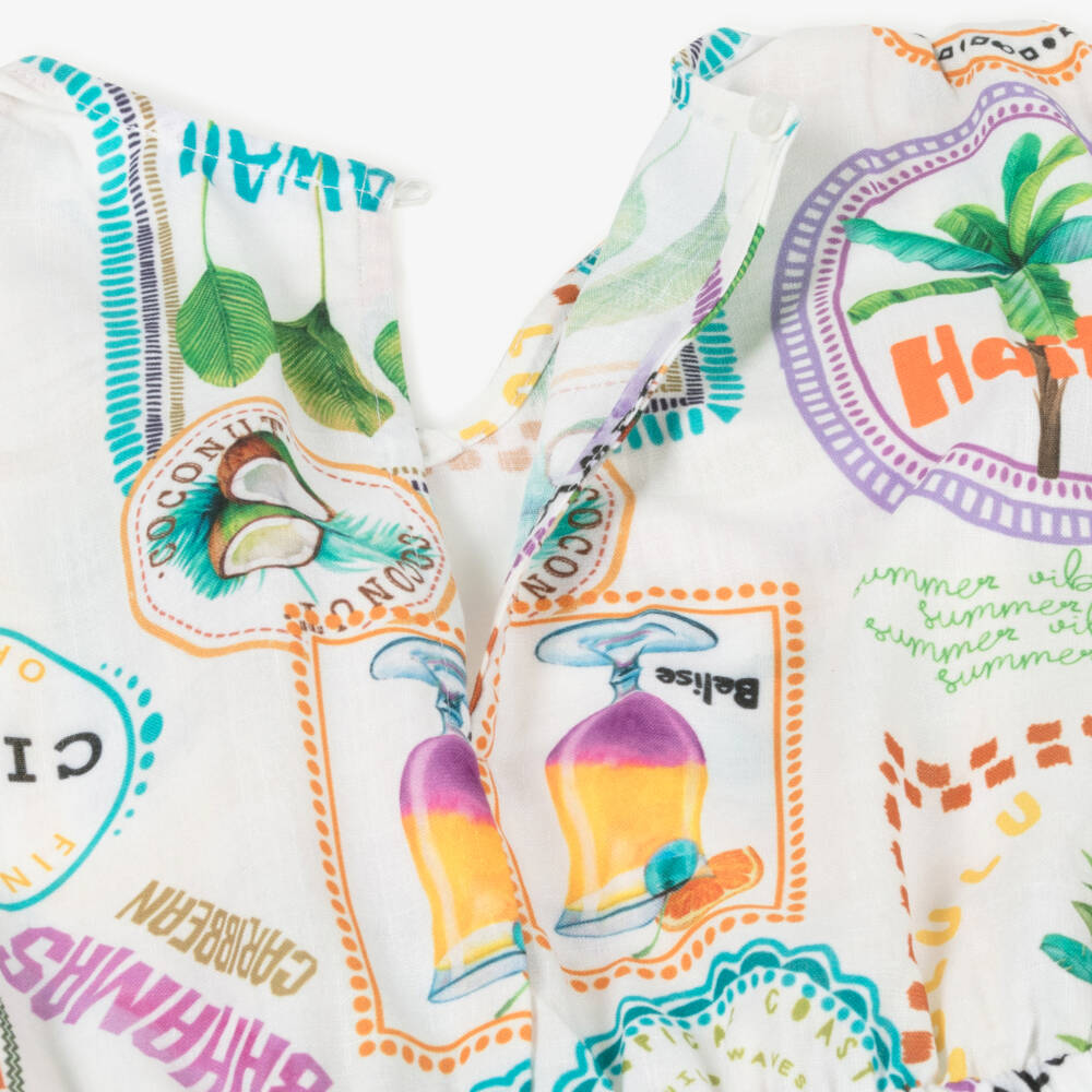 Mayoral-Girls Ivory Tropical Pattern Romper | Childrensalon Outlet