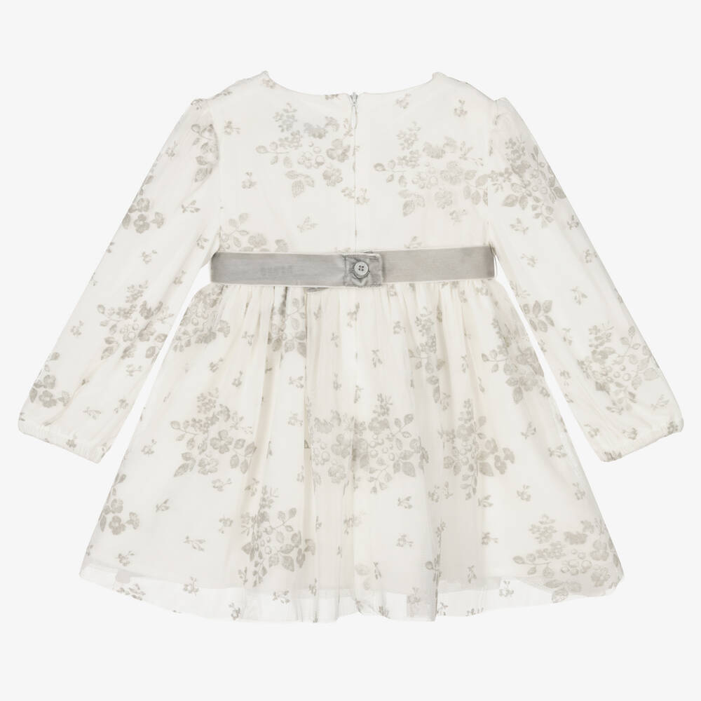 Mayoral-Girls Ivory Tulle Floral Dress | Childrensalon Outlet