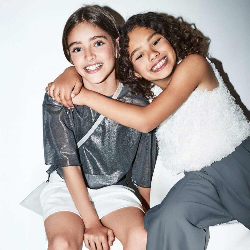 Mayoral-بلوزة تول عاجي مع شراشيب للبنات | Childrensalon Outlet