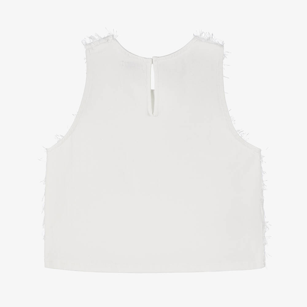 Mayoral-بلوزة تول عاجي مع شراشيب للبنات | Childrensalon Outlet