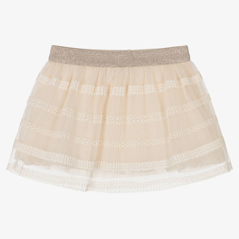 Mayoral - Girls Ivory Tulle & Lace Skirt | Childrensalon
