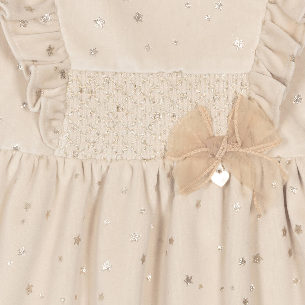 Mayoral-Girls Ivory Velour Starry Dress | Childrensalon Outlet