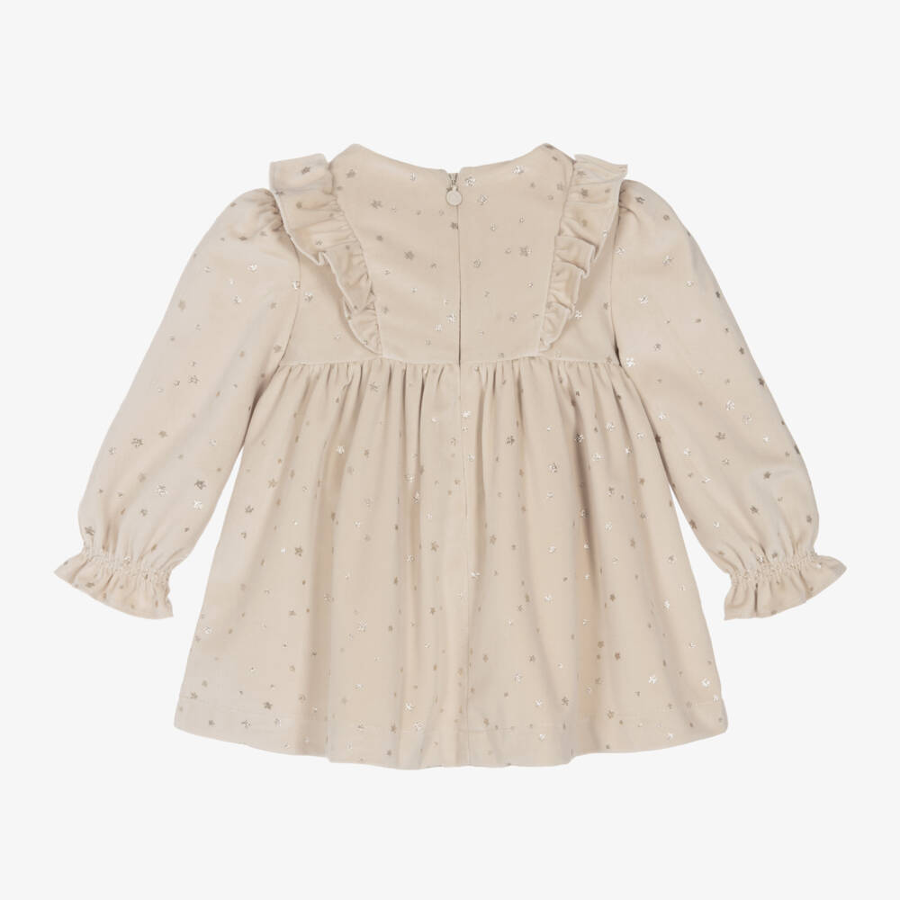 Mayoral-Girls Ivory Velour Starry Dress | Childrensalon Outlet