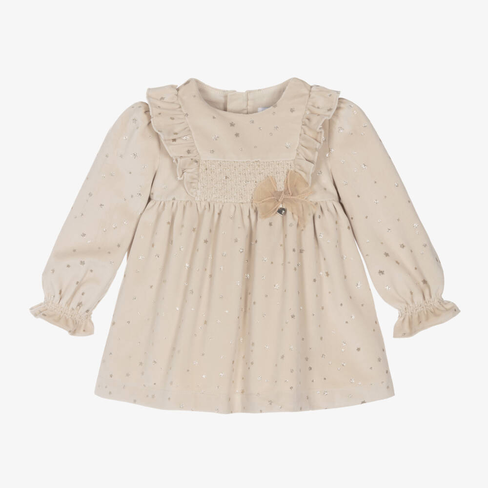 Mayoral-Girls Ivory Velour Starry Dress | Childrensalon Outlet
