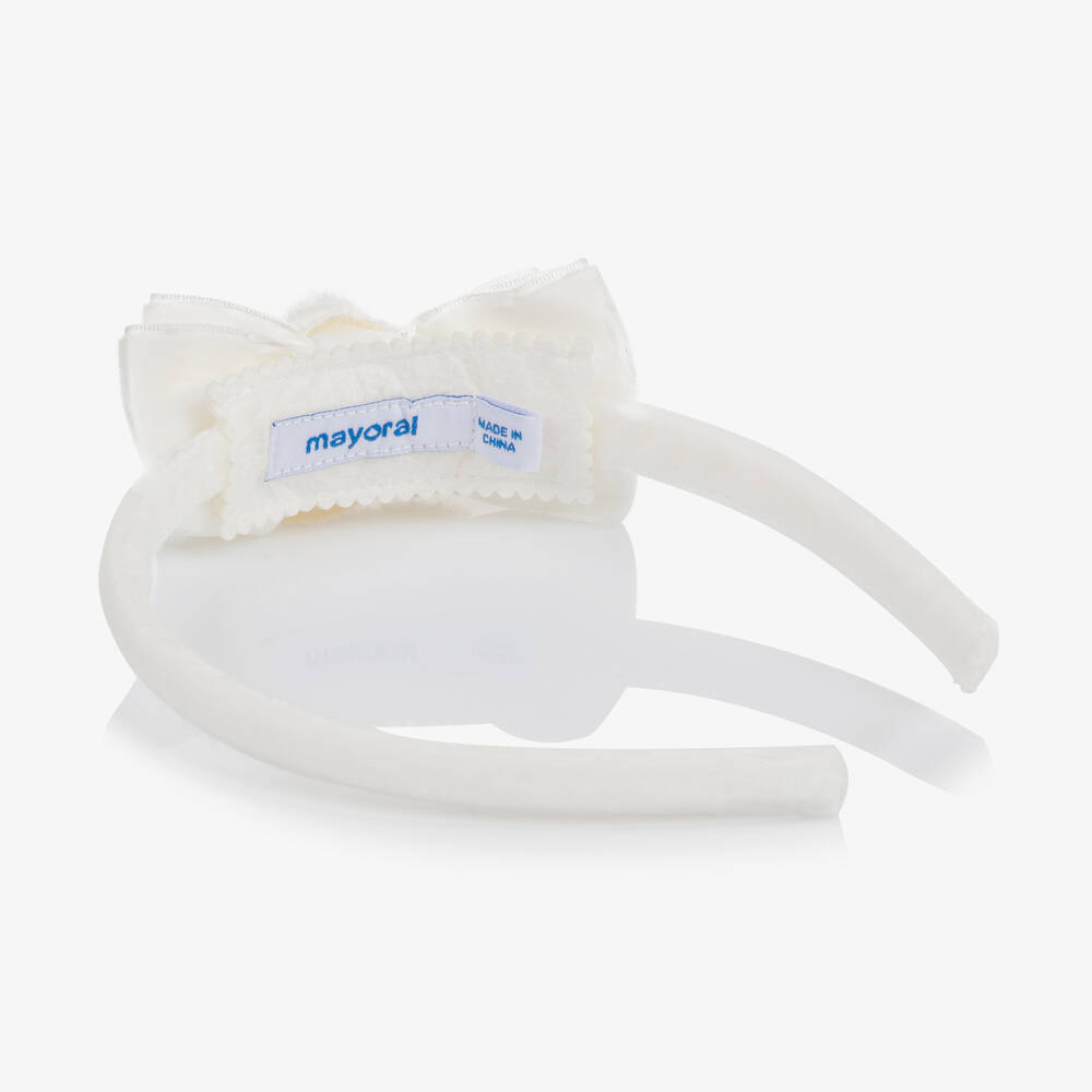 مايورال-طوق للشعر مخمل مزين بفيونكة لون عاجي للبنات | Childrensalon Outlet