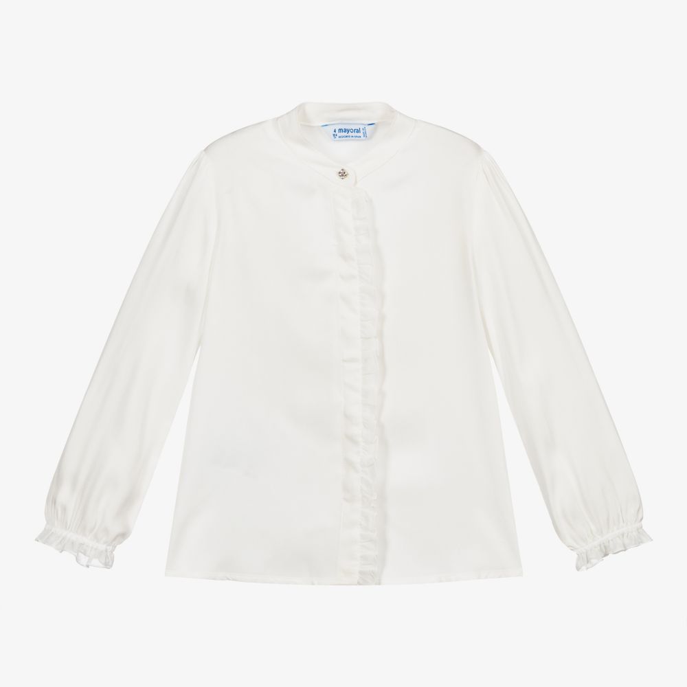 Mayoral - Girls Ivory Viscose Blouse | Childrensalon